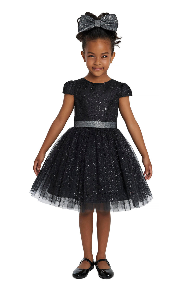 Glitter Tulle Little Black Dress for Girl by Mia Bambina Boutique Canada