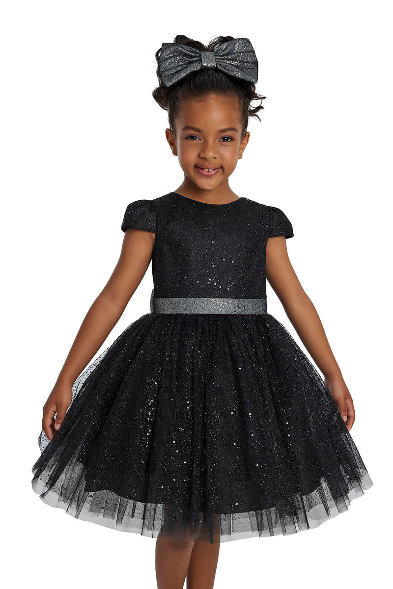 Glitter Tulle Little Black Dress for Girl by Mia Bambina Boutique Canada