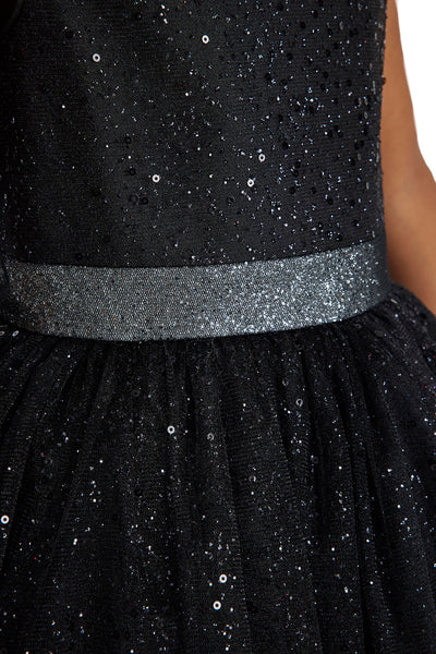 Glitter Tulle Little Black Dress for Girl by Mia Bambina Boutique Canada