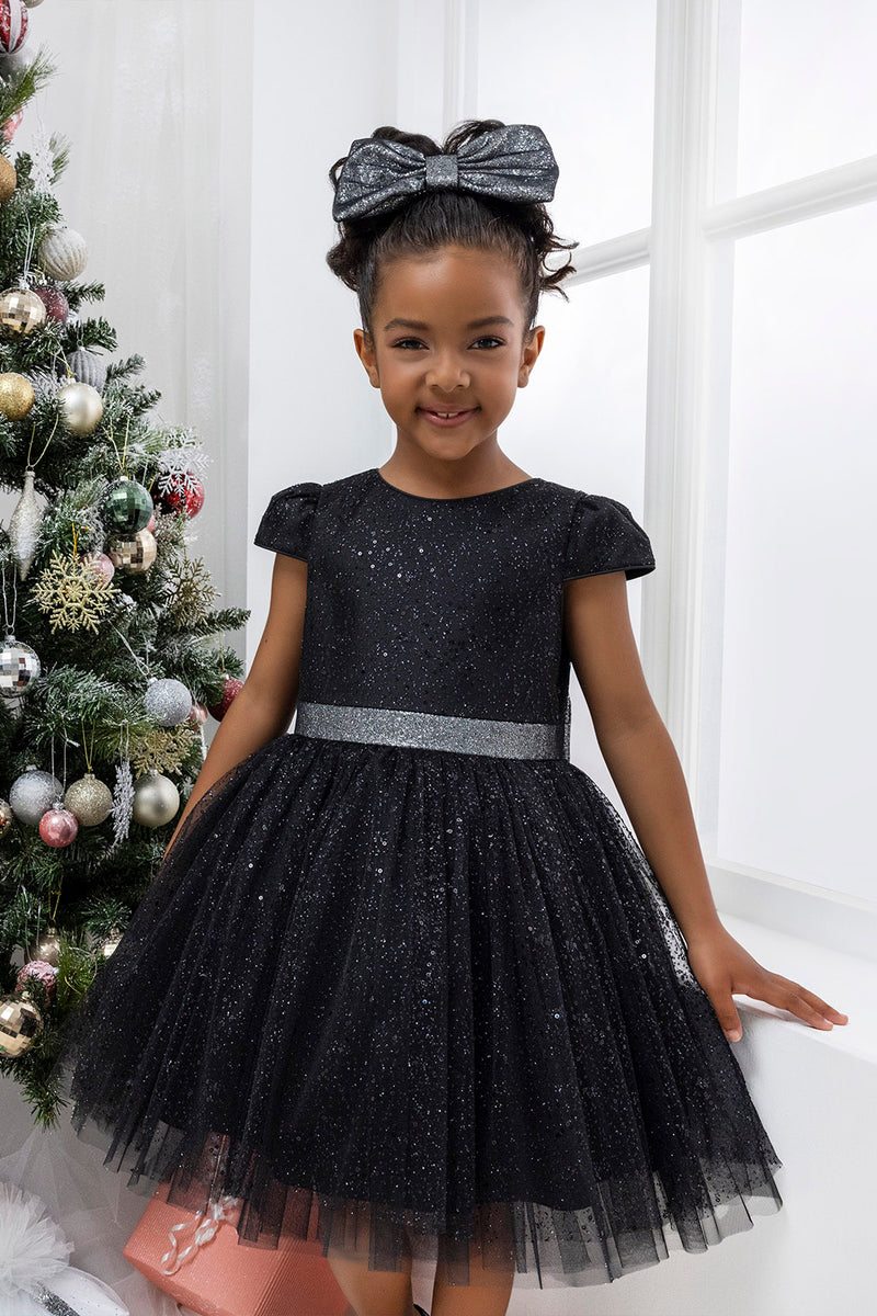 Glitter Tulle Little Black Dress for Girl by Mia Bambina Boutique Canada