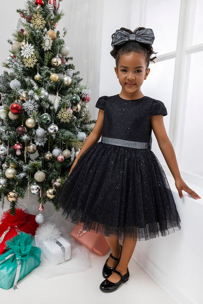 Glitter Tulle Little Black Dress for Girl by Mia Bambina Boutique Canada