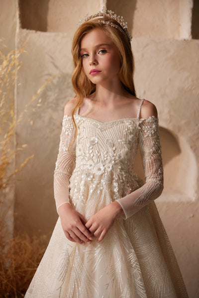 Ivrea Luxury Flower Girl Dress with Detachable Cape - Mia Bambina Boutique