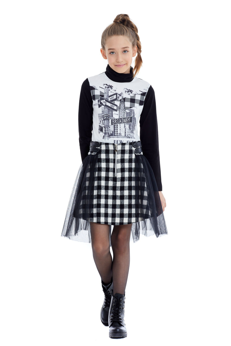 Long Sleeve Outfit for Teen Girl with Plaid Skirt by Mia Bambina Boutique