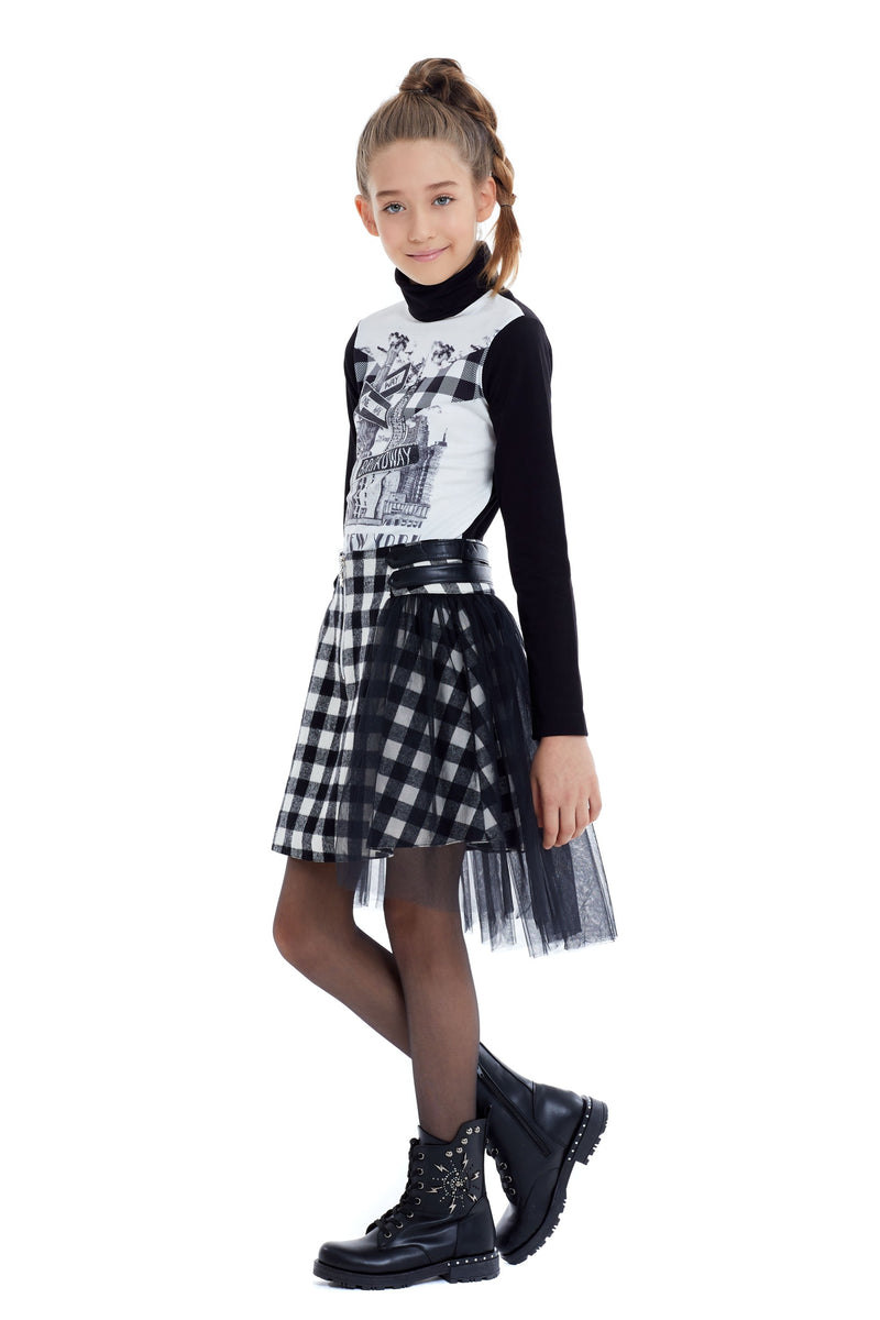 Long Sleeve Outfit for Teen Girl with Plaid Skirt by Mia Bambina Boutique