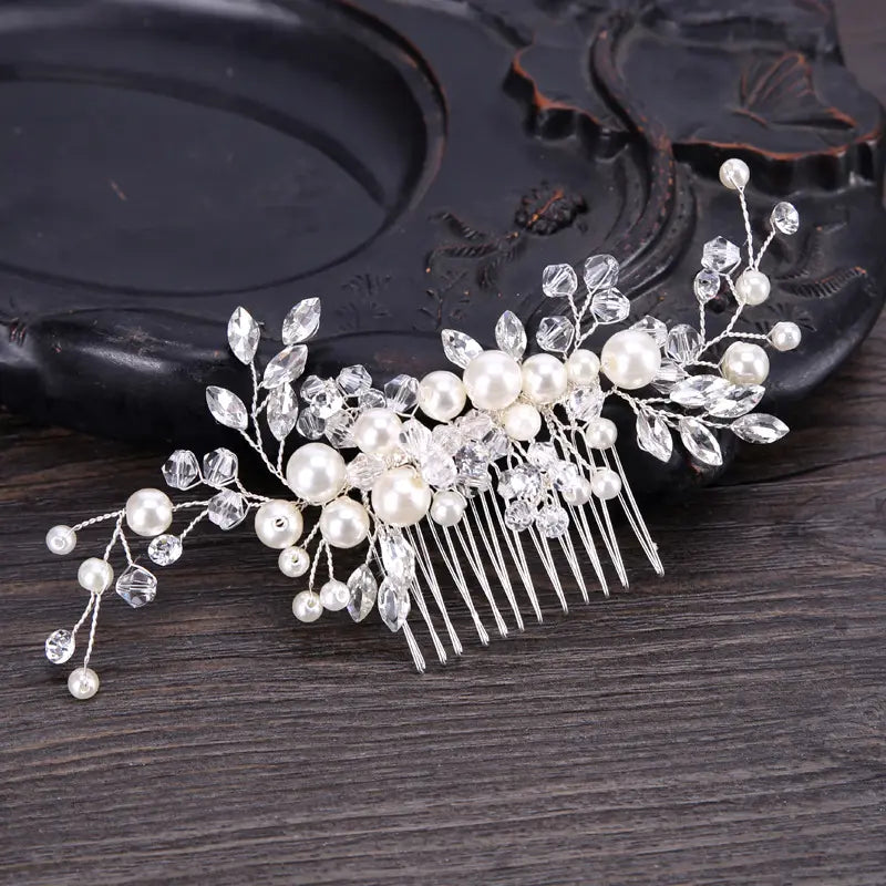 Pearl and Crystals Hair Comb by Mia Bambina Boutique