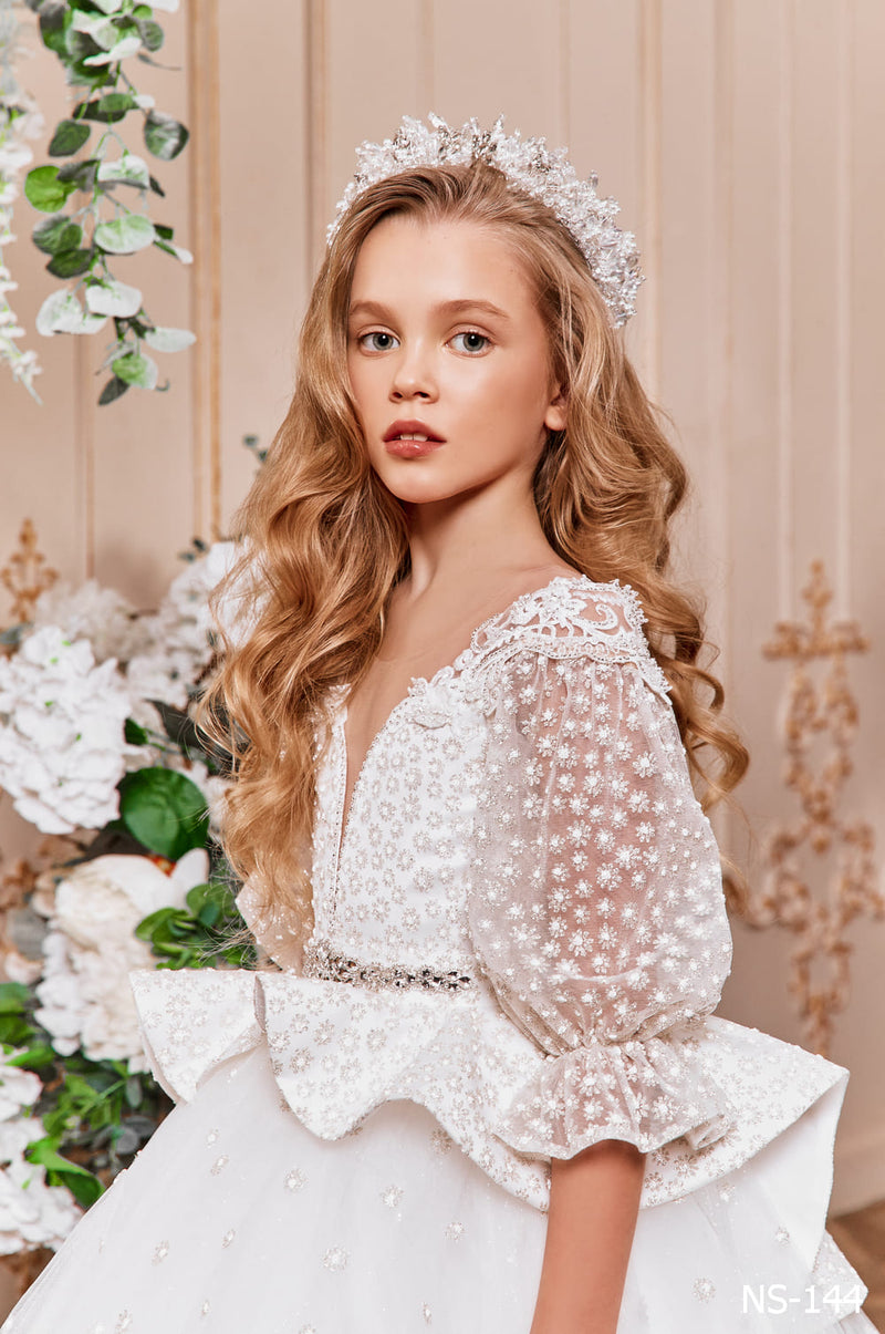 Peplum Dress for Junior Bridesmaids PREORDER 12 Off White