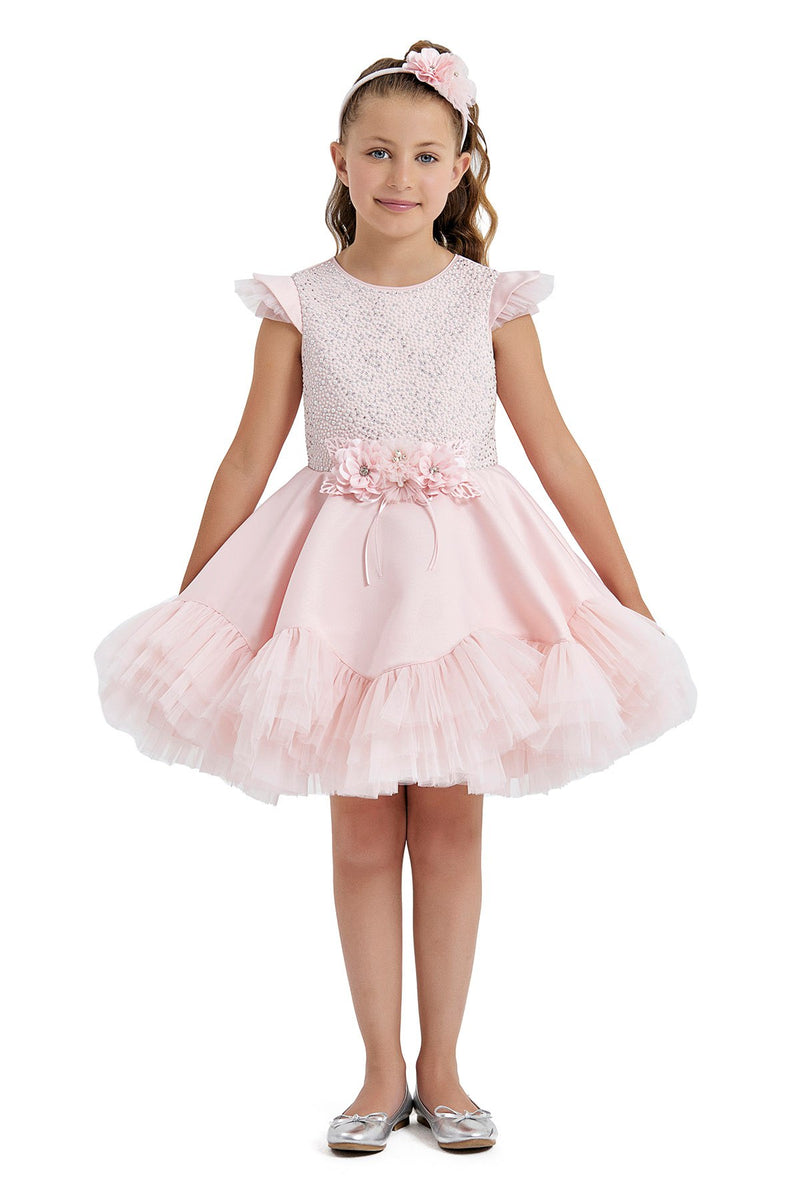 Lace Overlay Knee Length Birthday Girl Dress