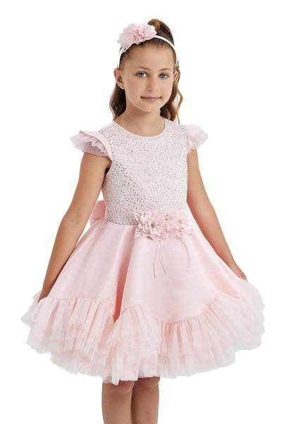 Lace Overlay Knee Length Birthday Girl Dress