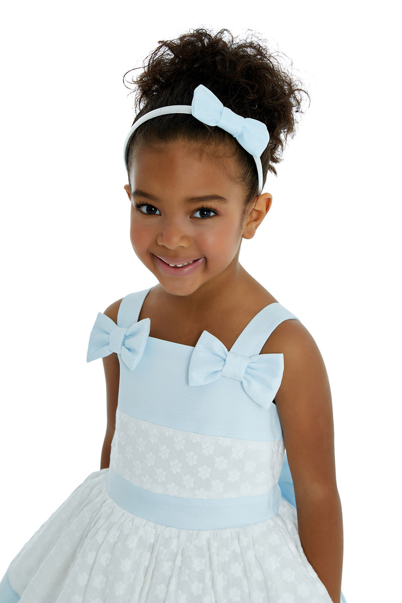 Two-Tone Bow Strap Short Dress for Toddler Girls 1T/5T