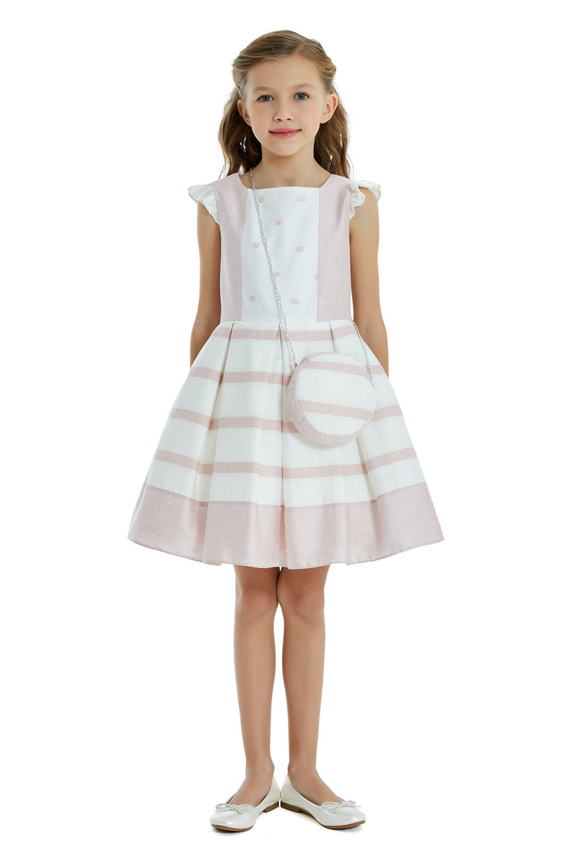 Girls Cream Pink Occasion Dress with Stripes Sizes 8-12