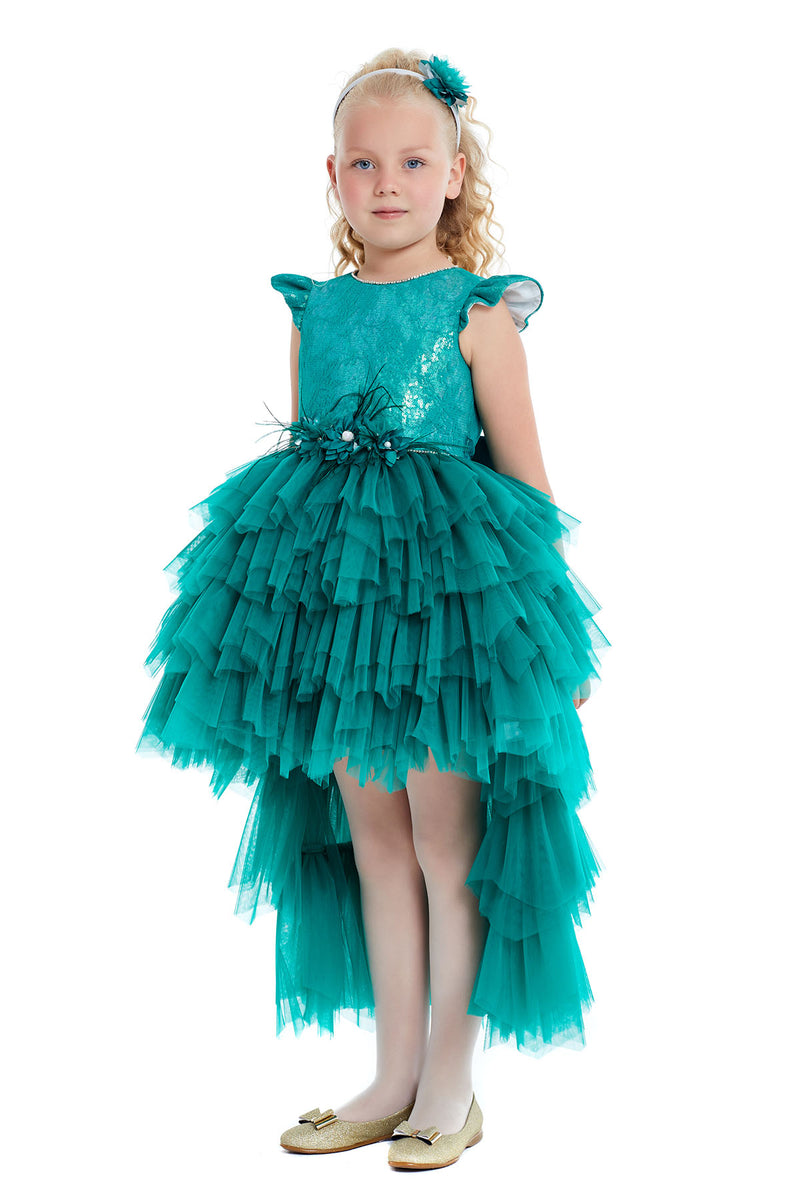 Girls Emerald Dress with Tutu Skirt