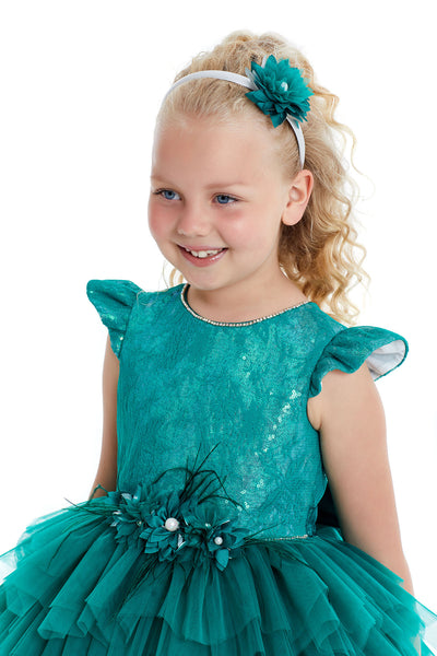 Girls Emerald Dress with Tutu Skirt