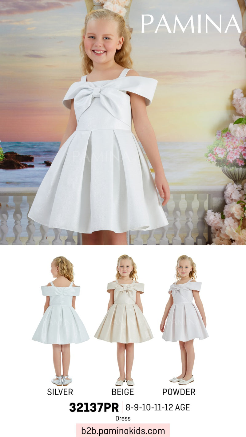 Little Girls Bowknot Decor Elegant Party Dress