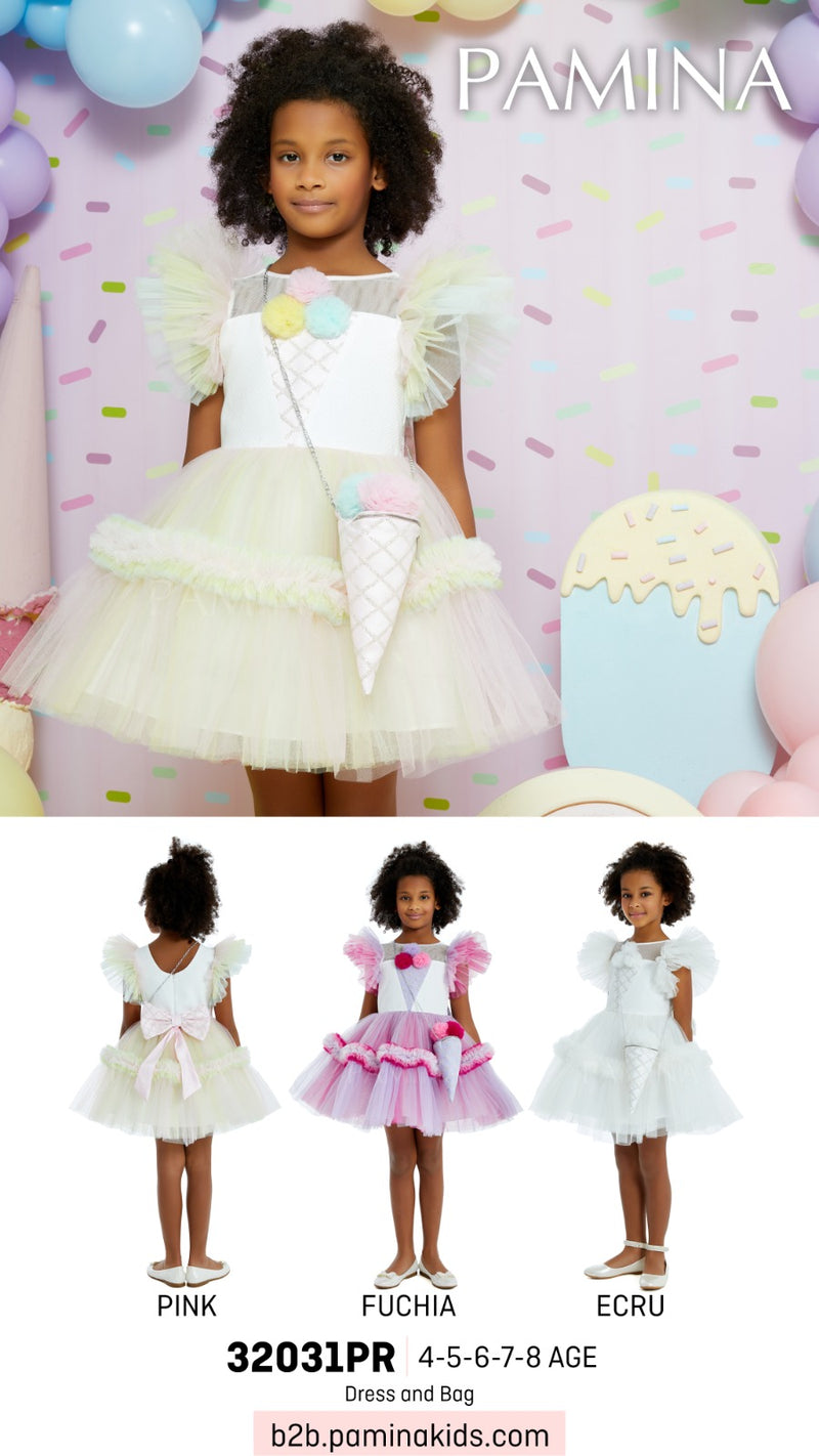 Ice Cream Tulle Dress in Sizes 4T-8 for Little Girls