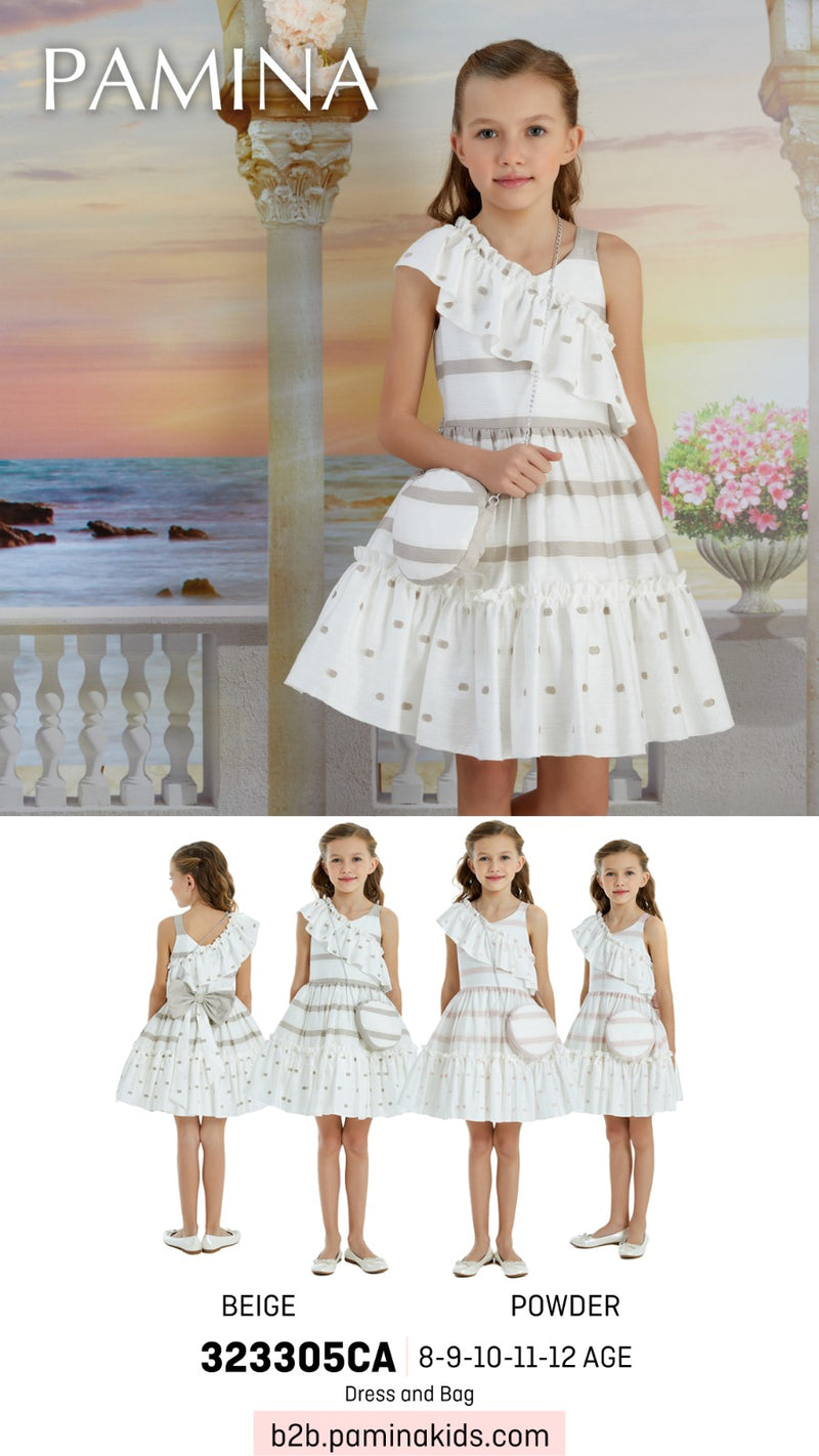 One Shoulder Summer Dress with a Bow for Girls 8-12