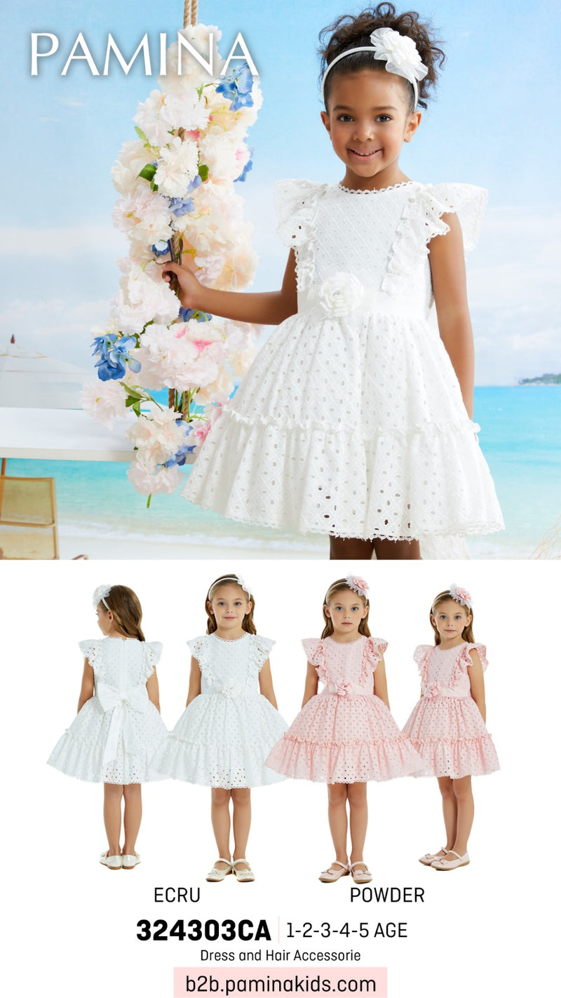 White Crochet Lace Dress for Toddler Girls 1T/5T