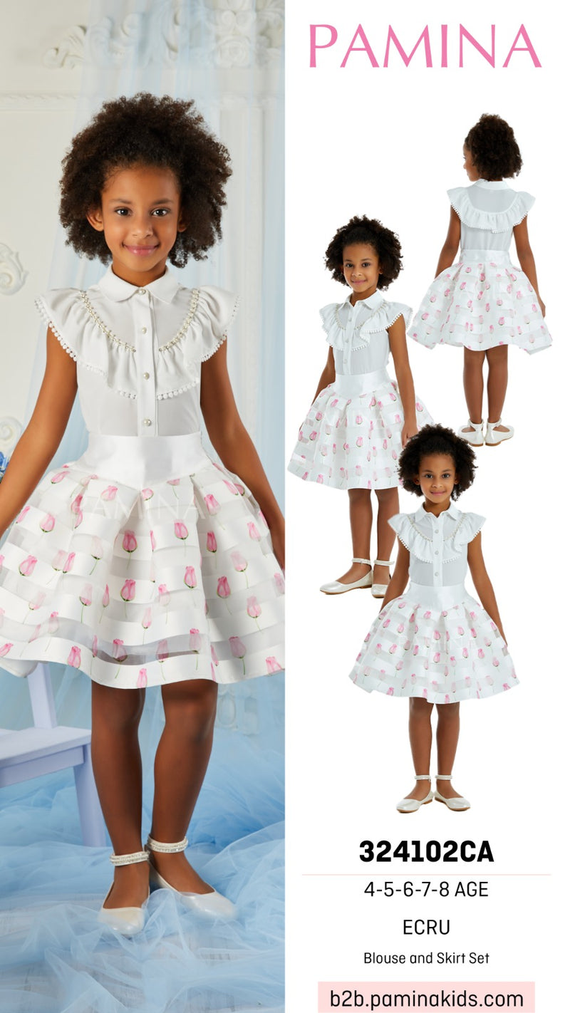 Little Girls Special Occasion Blouse and Skirt Set