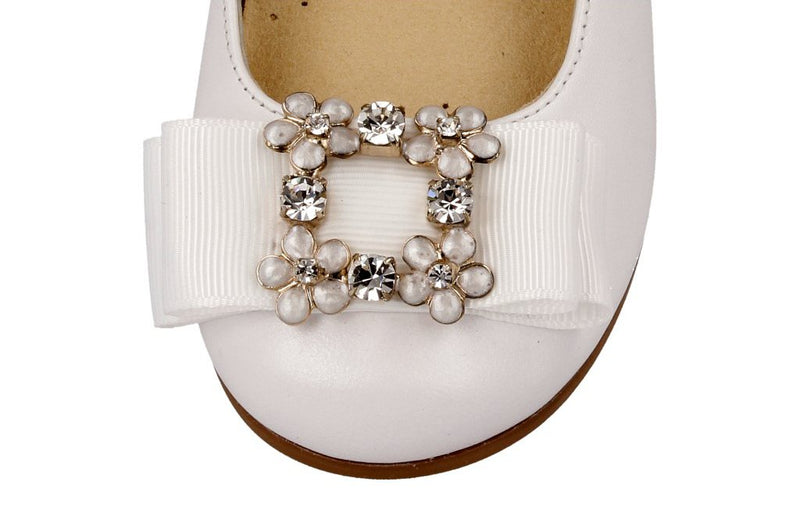 Little Girl Ballet Flat Shoes with a Sparkly Bowknot