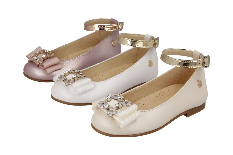 Little Girl Ballet Flat Shoes with a Sparkly Bowknot