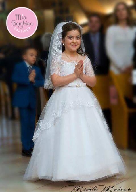 Lace communion veil, long communion veil, beaded lace communion veil, communion veil, order first communion veil