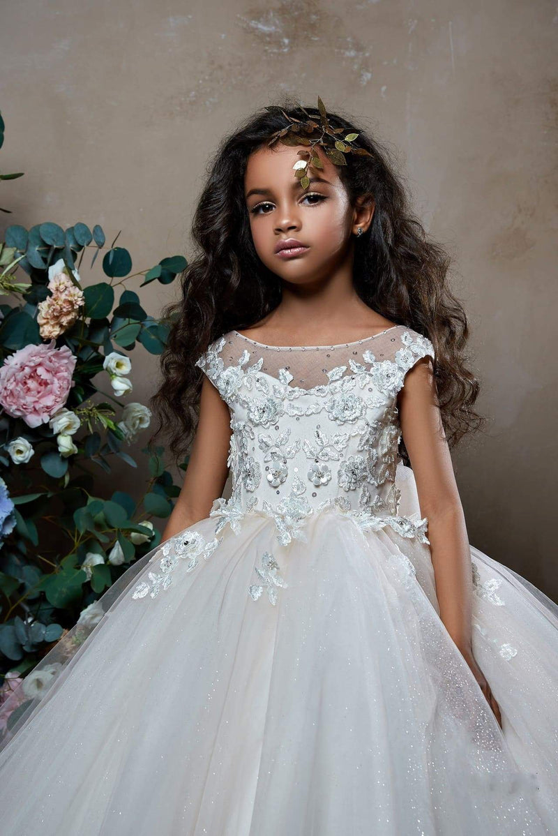 Gerbera Glitter Tulle Princess Flower Girl Dress Mia Bambina Boutique