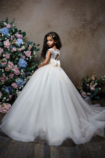 2305 Gerbera Girls Glitter Tulle Princess Ball Gown for Flower Girls - Mia Bambina Boutique