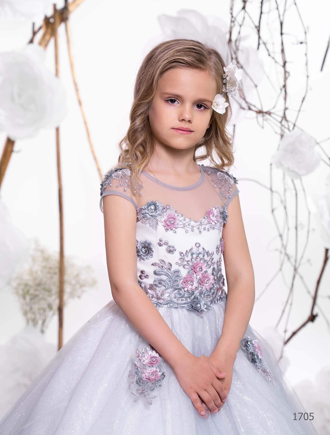 Grey flower girl dresses hotsell