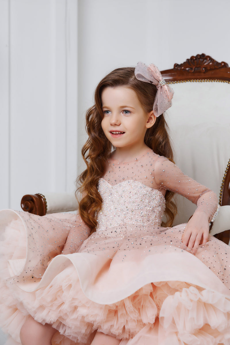 Amelia - Couture Girls Pink Sparkly Birthday Dress