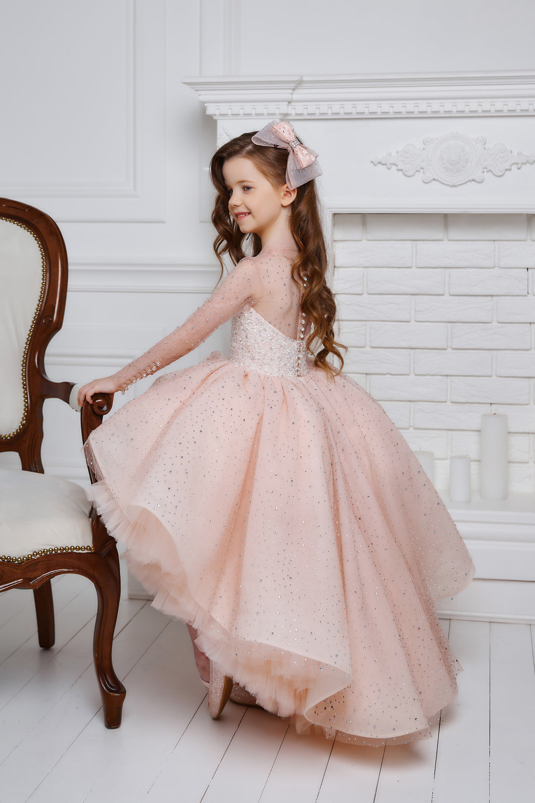 Amelia Couture Girl Pink Sparkly Birthday Dress Mia Bambina Boutique