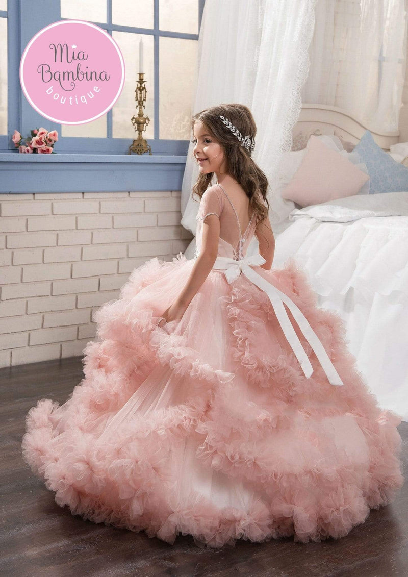 Vegas Ruffled Waterfall Flower Girl Dress - Mia Bambina Boutique