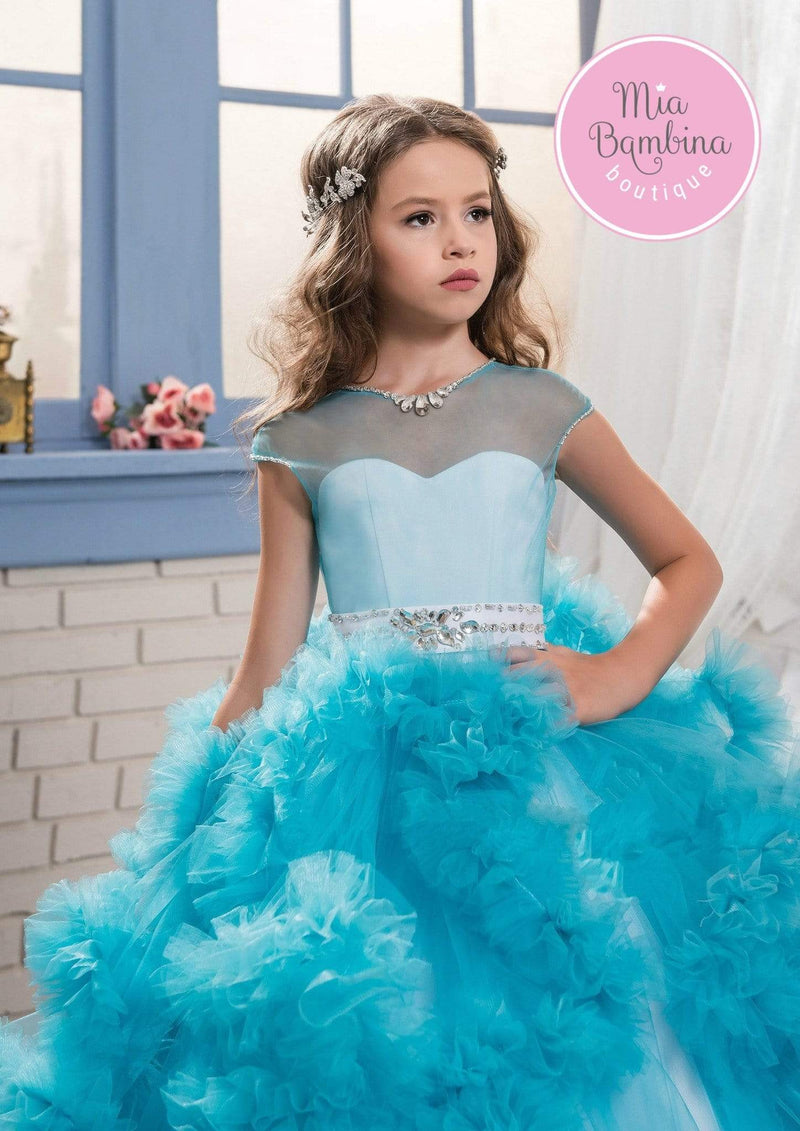 Vegas Ruffled Waterfall Flower Girl Dress - Mia Bambina Boutique