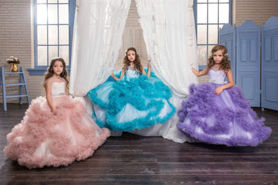 Vegas Ruffled Waterfall Flower Girl Dress - Mia Bambina Boutique