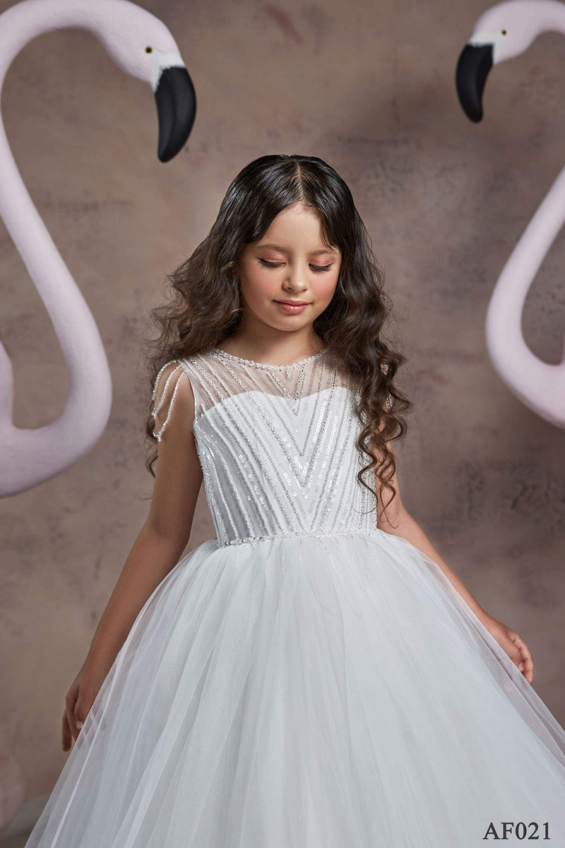 Girls Sparkly Top Tutu Flower Girl Dress - Mia Bambina Boutique