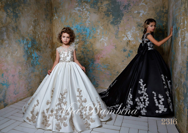 Black and gold flower girl dresses online