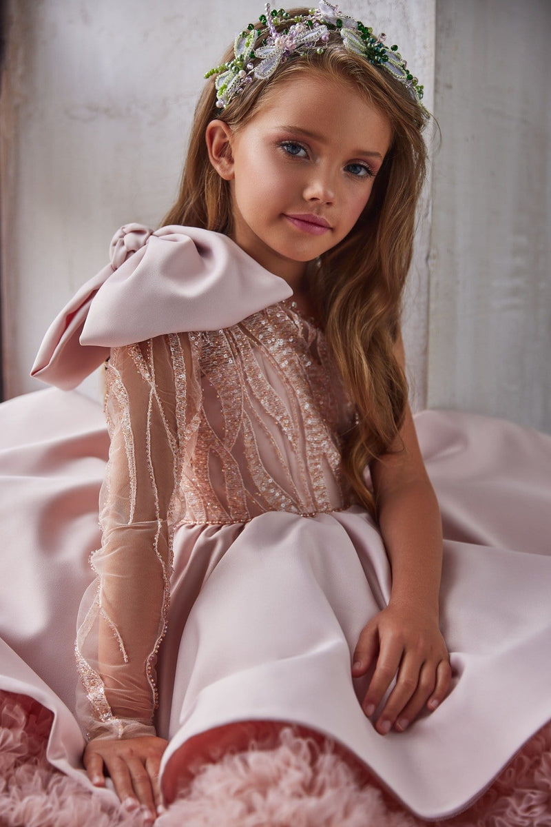 Luxurious Bow Shoulder Festive Tutu Dress - Mia Bambina Boutique