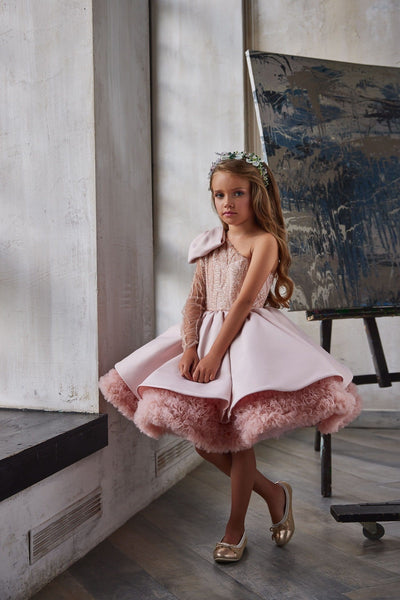 Luxurious Bow Shoulder Festive Tutu Dress - Mia Bambina Boutique