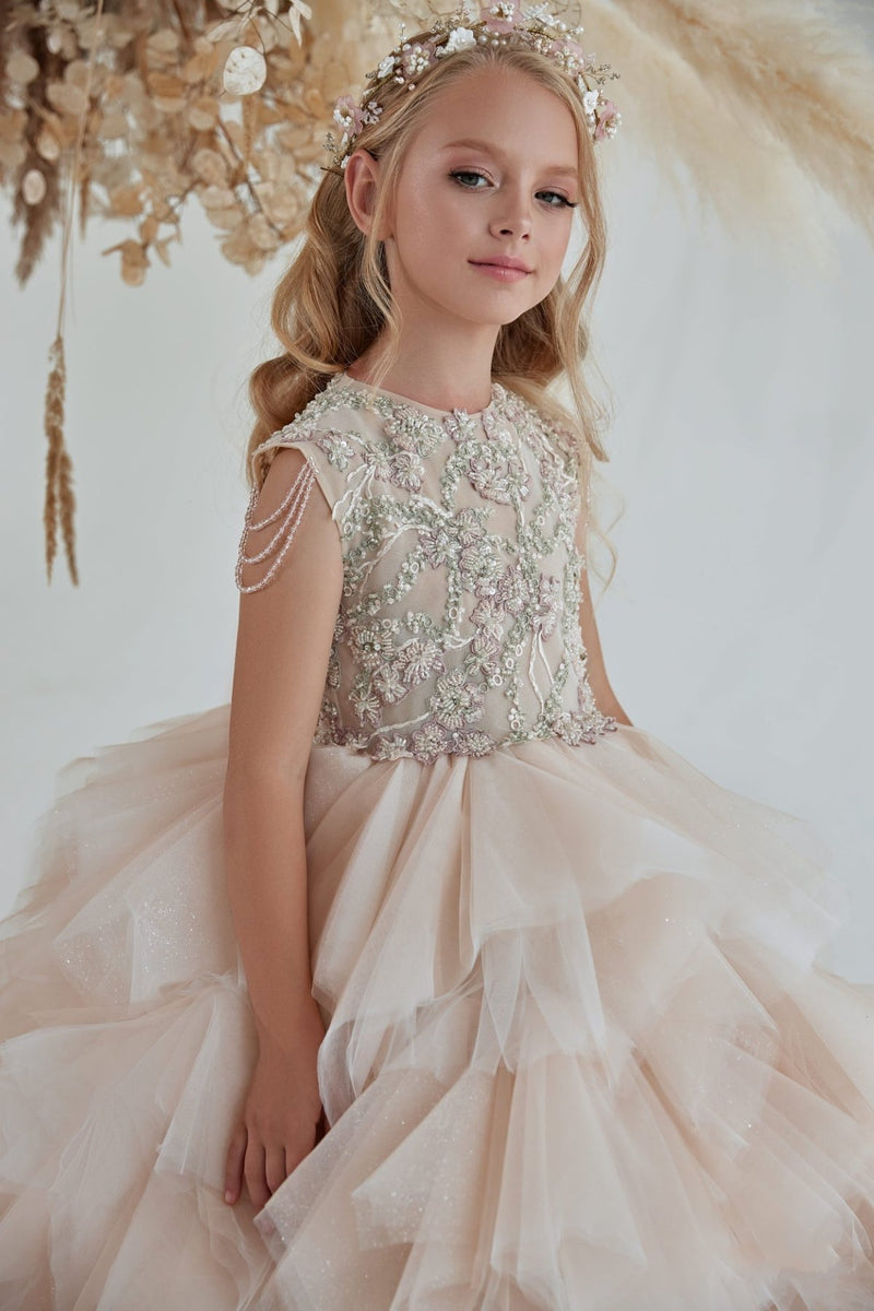 Penelope Sleeveless Tiered Maxi Dress for Flower Girls by Mia Bambina Boutique Canada