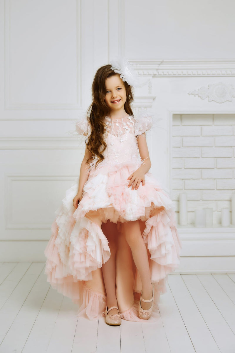 Sabrina High-Low Ruffled Flower Girl Dress - Mia Bambina Boutique