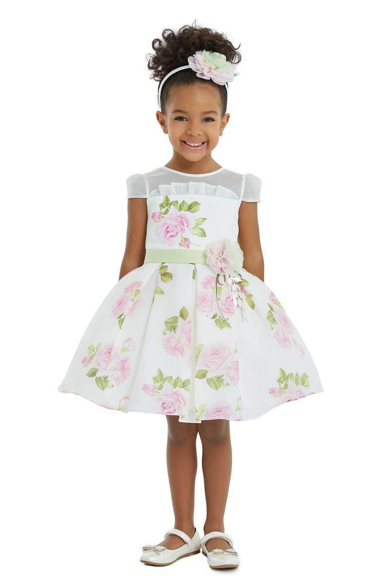 Girls Rose Print Dress for Special Occasions